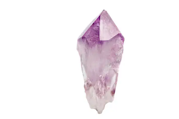 macro stone mineral amethyst on a white background close-up