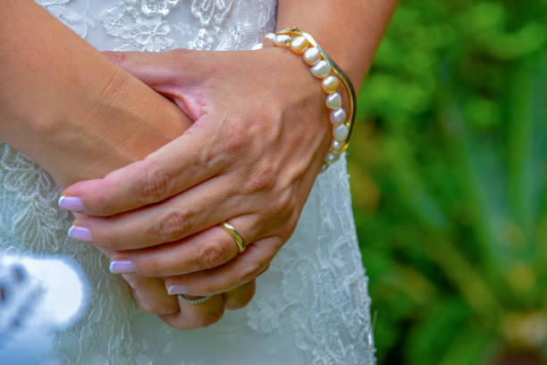 Bridal hands stock photo