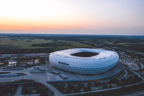 Munich stadium Allianz Arena - world-known stadium of Bayern Munich FC. September 2020, Munich - Germany. allianz arena stock pictures, royalty-free photos & images