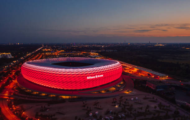 Munich stadium Allianz Arena - world-known stadium of Bayern Munich FC. September 2020, Munich - Germany. allianz arena stock pictures, royalty-free photos & images