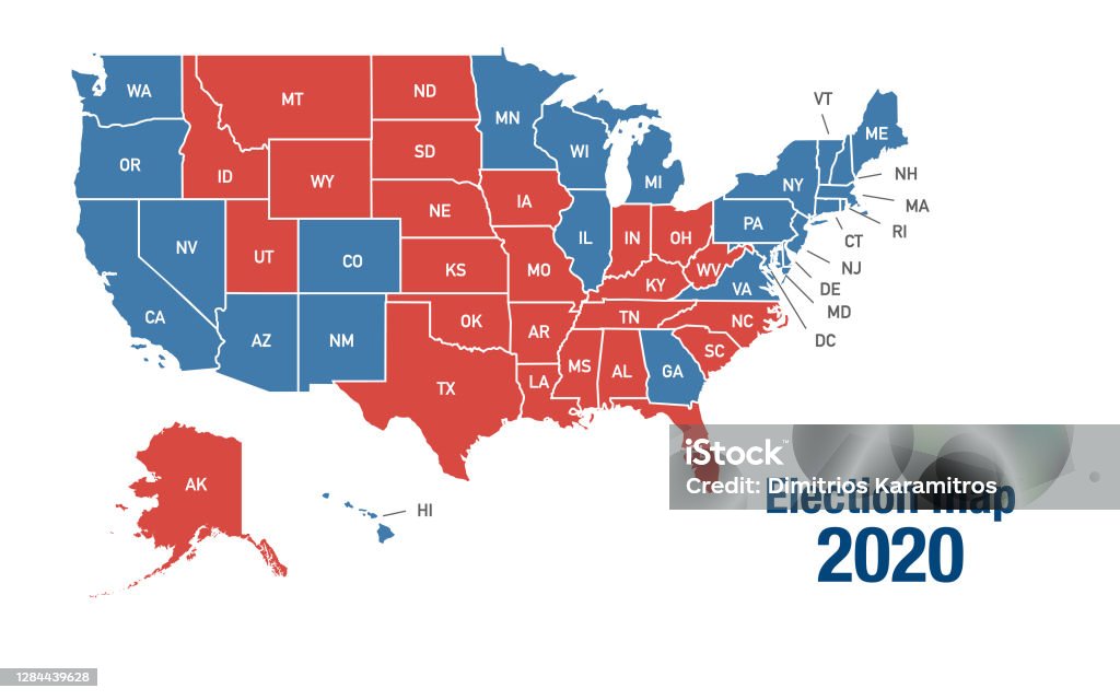 2020年アメリカ大統領選挙結果の地図 - イラスト素材...