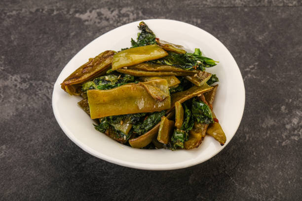 istock Vagan cuisine with roasted green bean 1284443226