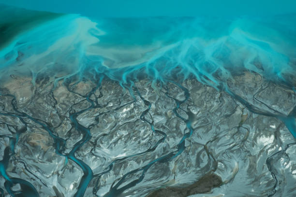 malowniczy lot nad nową zelandią w jeziorze tekapo, obszar mt cook - franz josef glacier zdjęcia i obrazy z banku zdjęć