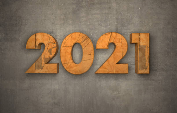 istock Wooden 2021 Text on the Wall 1284444667