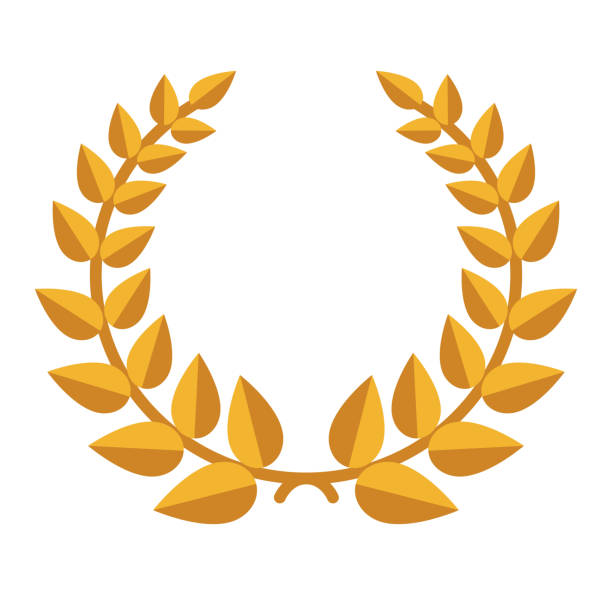 lorbeerkranz-symbol auf transparentem hintergrund - gold wreath stock-grafiken, -clipart, -cartoons und -symbole