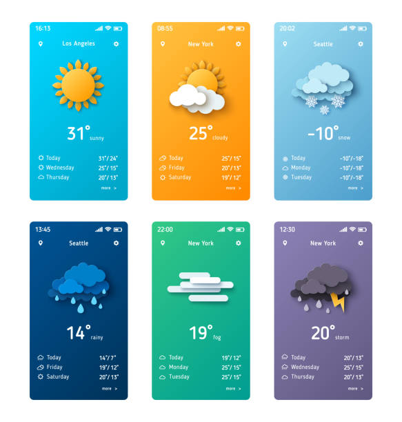 wetteranwendungsvorlage - meteorology stock-grafiken, -clipart, -cartoons und -symbole