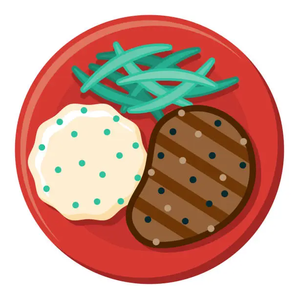 Vector illustration of Steak Dinner Icon on Transparent Background