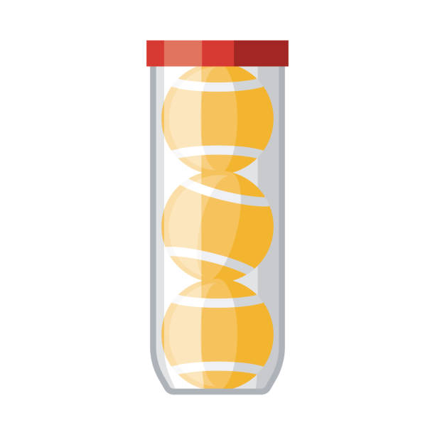 Tennis Balls Icon on Transparent Background A flat design icon on a transparent background (can be placed onto any colored background). File is built in the CMYK color space for optimal printing. Color swatches are global so it’s easy to change colors across the document. No transparencies, blends or gradients used. tennis ball container stock illustrations
