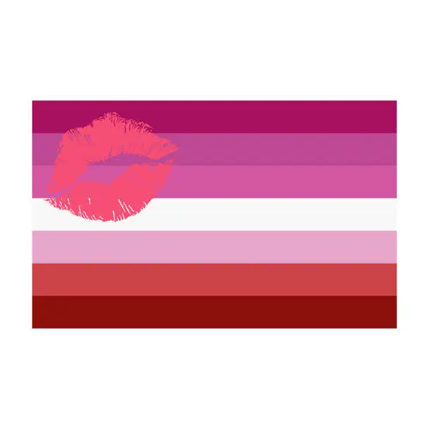 Vector illustration of Lesbian Pride Flag on Transparent Background