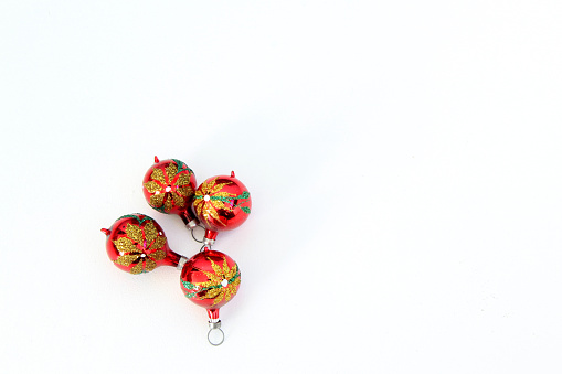the red christmas balls with good night design on white background