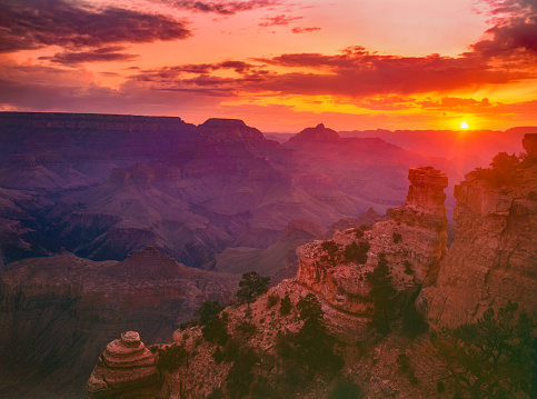 Grand Canyon south rim above Colorado River at sunset – Arizona, USA