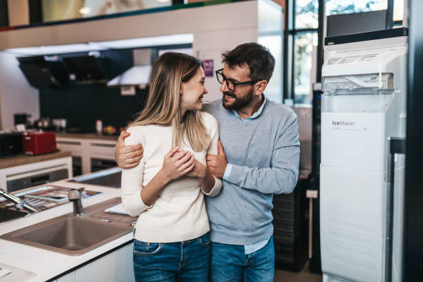 istock Young couple in shopping 1284455686