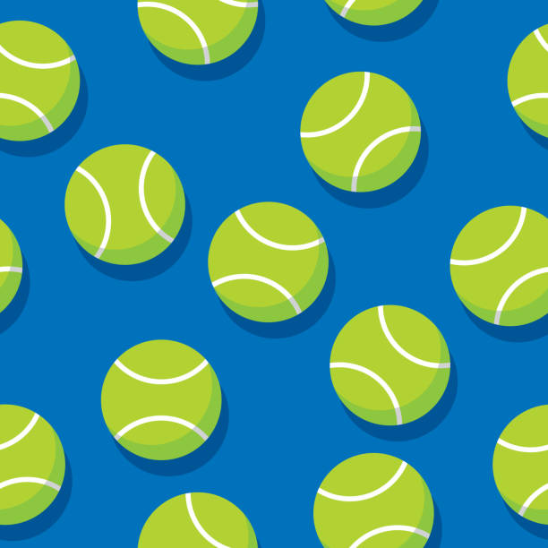 stockillustraties, clipart, cartoons en iconen met tennisbal patroon flat 2 - tennisbal