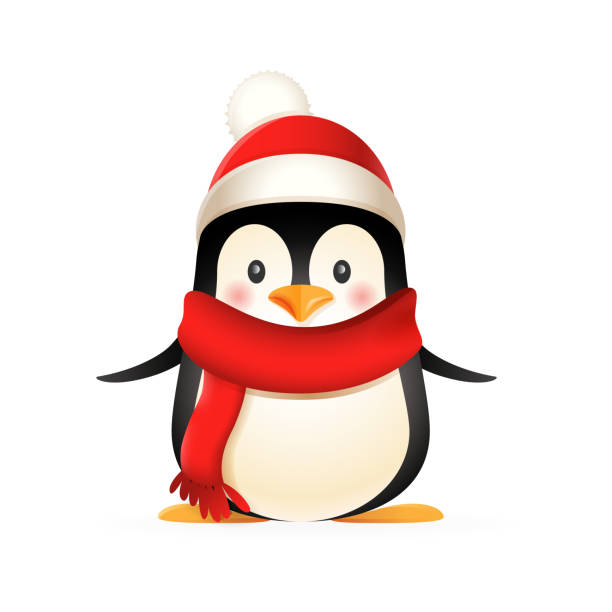 Cute Penguin Wear Winter Clothes Vector Illustration Isolated On White  Background Stock Illustration - Download Image Now - iStock