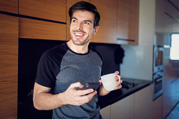 istock Man is drinking coffee in the morning 1284461187