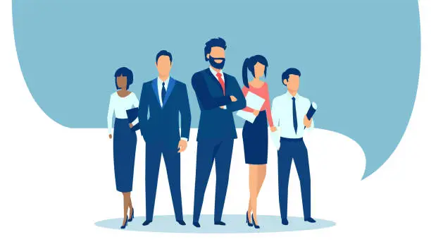 Vector illustration of Vector of a group of confident businesspeople