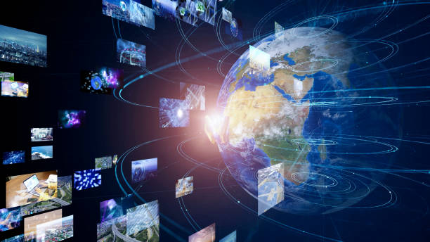 istock Digital contents concept. Social networking service. Streaming video. communication network. 1284467263