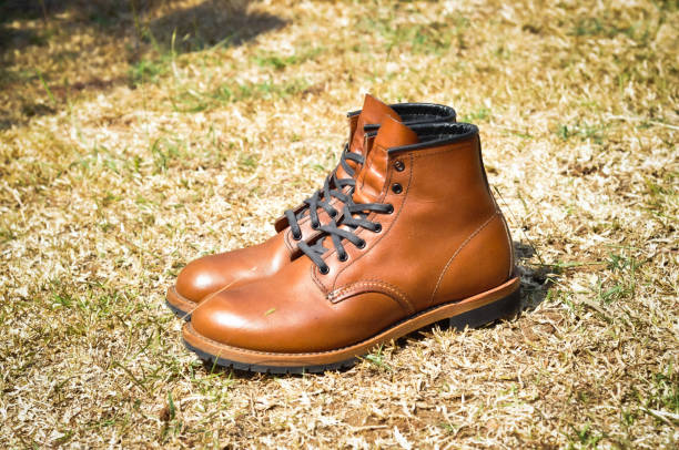 istock A pair of beautiful brown boots. Cigar leather 1284470473