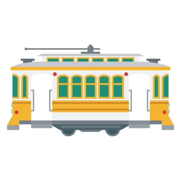 Vector illustration of Lisbon Tram Icon on Transparent Background