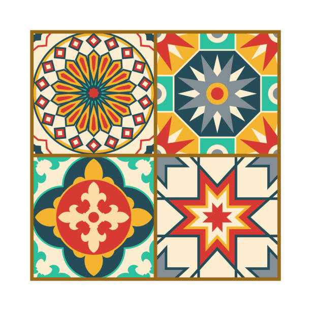 Moroccan Tiles Icon on Transparent Background A flat design icon on a transparent background (can be placed onto any colored background). File is built in the CMYK color space for optimal printing. Color swatches are global so it’s easy to change colors across the document. No transparencies, blends or gradients used. moroccan culture stock illustrations