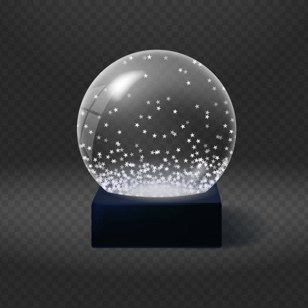 illustrations, cliparts, dessins animés et icônes de boule de noël de verre avec des globes de neige - snow globe dome glass transparent