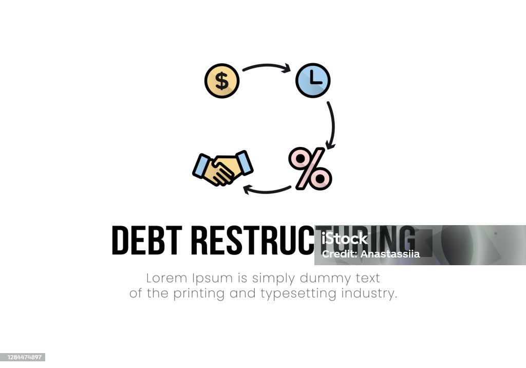 Debt Restructure Icon Finance Debt Restructuring Dollar Coin Logo Clock Percent Sign ...