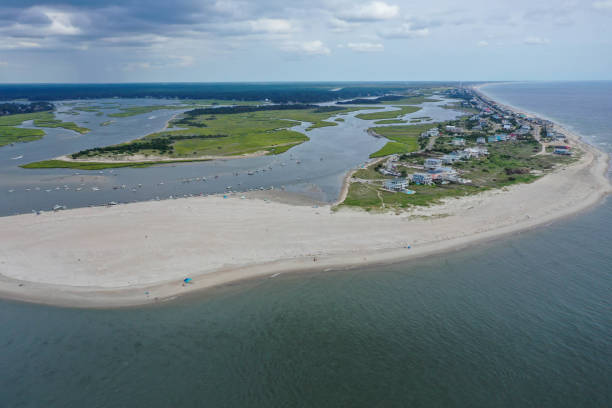 istock Looking down Oak Island beach from the air 1284480624