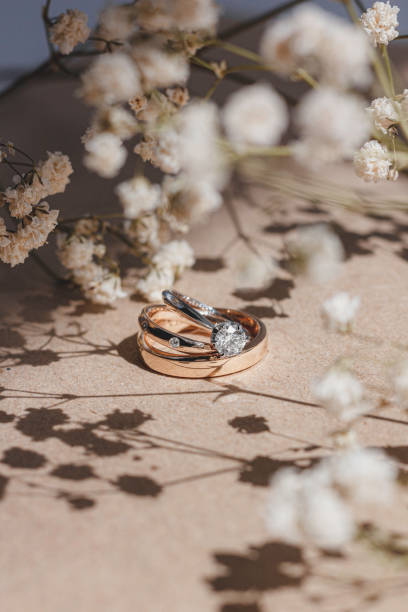 istock Diamond engagement ring and wedding rings 1284484526