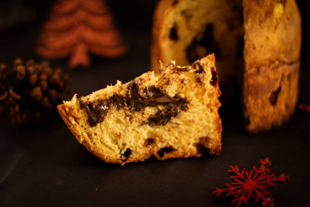 istock Chocolate panettone / Brazilian panettone filled with chocolate cream 1284486103