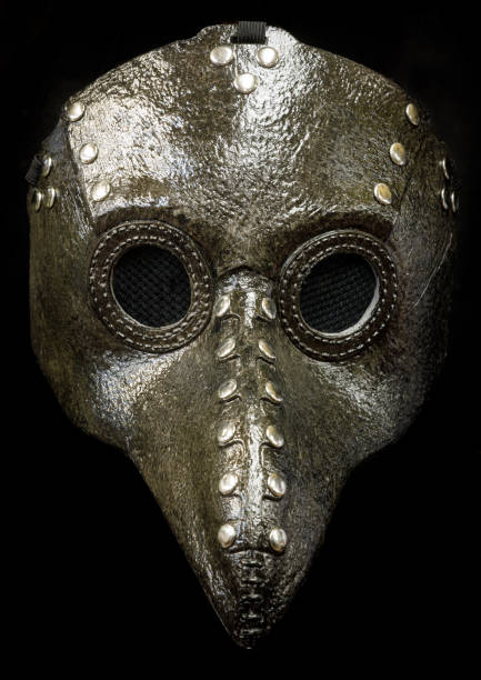 Plague Doctor Mask Isolated Against Black Background Halloween Face Mask Isolated on Black Color black plague doctor stock pictures, royalty-free photos & images
