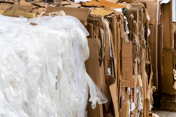 istock Packaging waste for recycling. Wastepaper and wasteplastic 1284487932