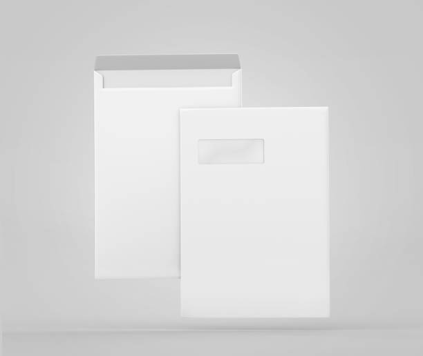 istock Realistic White Envelope C4/A4 mockup, Blank letter paper, c4 a4 c3 a3 template 3d Rendering isolated on light gray background 1284494163
