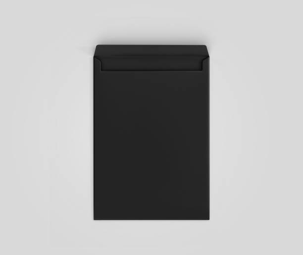 istock Realistic Black Envelope C4/A4 mockup, Dark letter paper, c4 a4 c3 a3 template 3d Rendering isolated on light gray background 1284494164