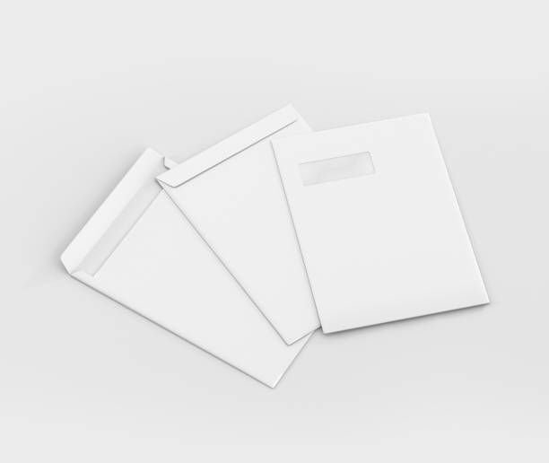 istock Realistic White Envelope C4/A4 mockup, Blank letter paper, c4 a4 c3 a3 template 3d Rendering isolated on light gray background 1284494165