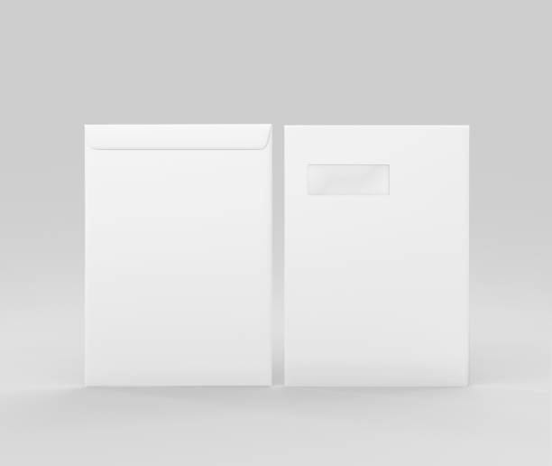 istock Realistic White Envelope C4/A4 mockup, Blank letter paper, c4 a4 c3 a3 template 3d Rendering isolated on light gray background 1284494168