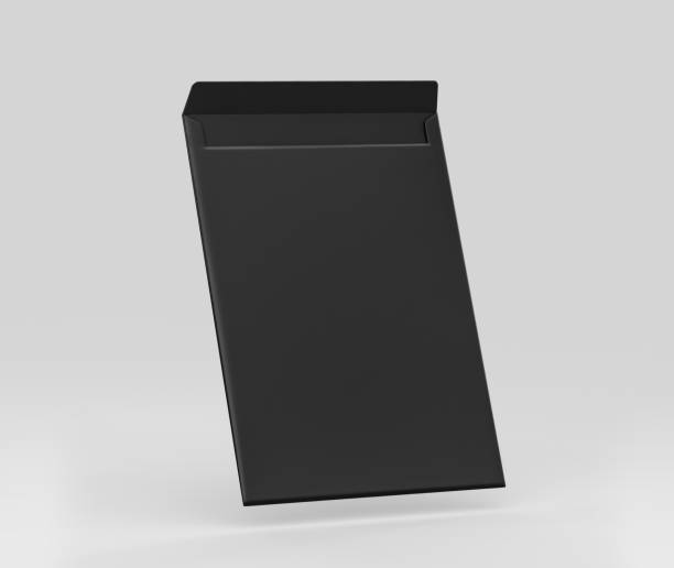 istock Realistic Black Envelope C4/A4 mockup, Dark letter paper, c4 a4 c3 a3 template 3d Rendering isolated on light gray background 1284494170