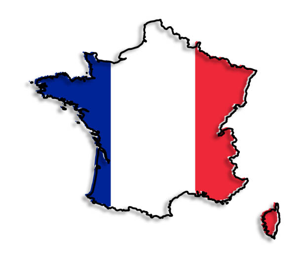 istock Map of France painted in national colors with black borders and shadow vector illustration eps 10 1284502146