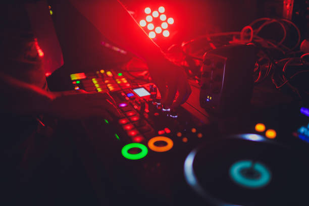 istock Close up view of professional DJ console. 1284502916