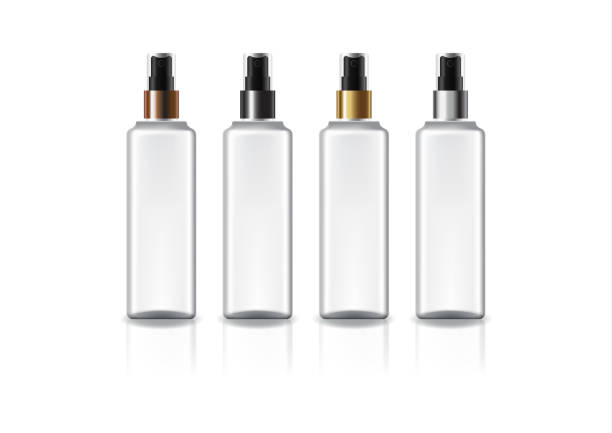 istock White square cosmetic bottle with 4 colors spray head for beauty or healthy product. 1284503699