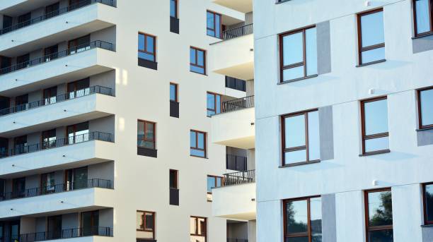 istock Architectural details of modern apartment building. 1284506513