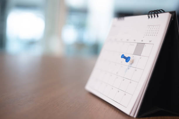 istock Calendar Event Planner is busy.calendar,clock to set timetable organize schedule,planning for business meeting or travel planning concept. 1284506639
