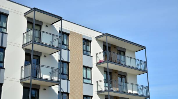 istock Architectural details of modern apartment building. 1284506648