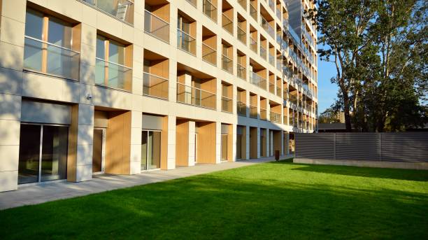 istock Architectural details of modern apartment building. 1284507684