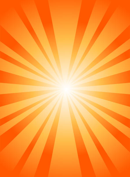 ilustrações de stock, clip art, desenhos animados e ícones de sunlight rays shine background. orange color burst background. vector illustration. - exploding glowing heat placard