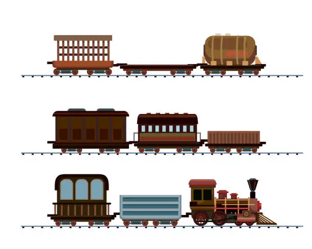 Vector illustration of Vintage Train Set
