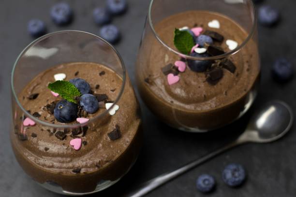 istock Vegan chocolate mousse with blueberries 1284513223