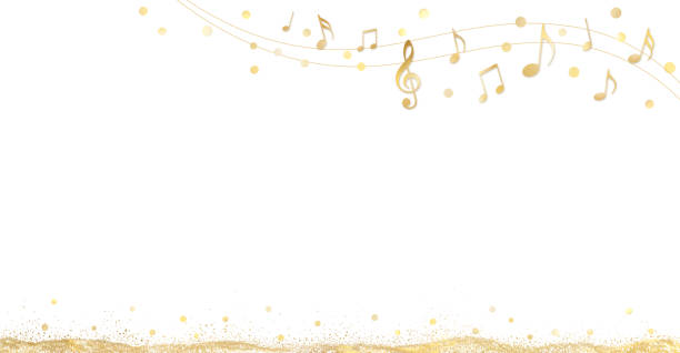 음악 및 라이트 배경 일러스트레이션 - musical note defocused musical staff treble clef stock illustrations
