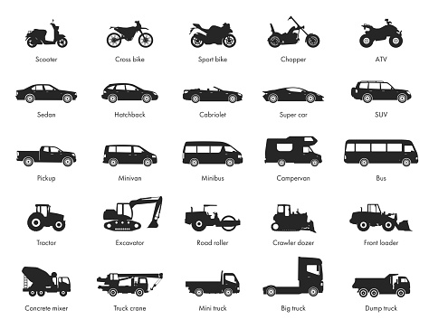 Variants of automobile body silhouette for web.