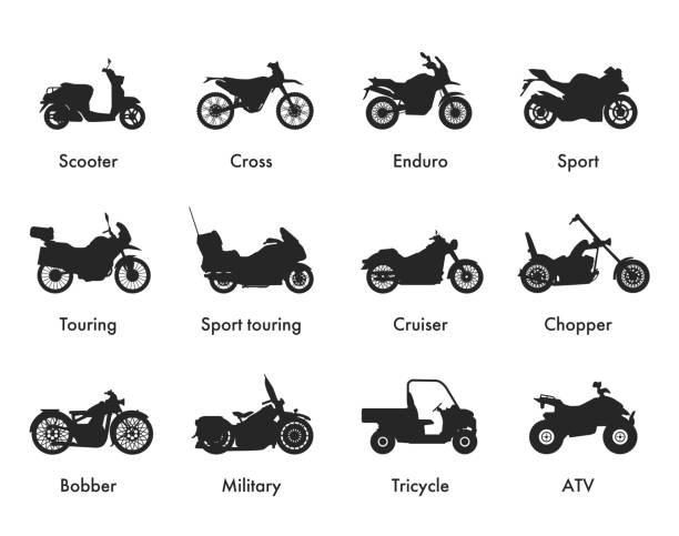 오토바이 아이콘 벡터 로고 템플릿. - motocross engine motorcycle extreme sports stock illustrations