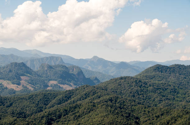 istock Tranquil view of the tropical forest on a high mountain range. 1284520178